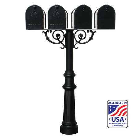 QUALARC The Hanford QUAD mailbox post system w/Scroll Supports HPWS4-US-800-E1